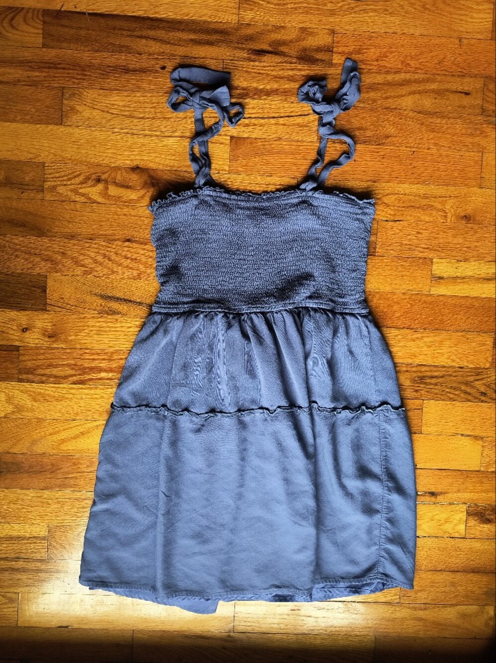 Women's' Blue Tie-Shoulder Sundress By Zesica, Natural Fibers